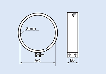 Dimension drawing for FC.. Fast Clamps for In-line Fans 