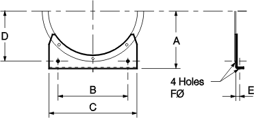 Dimension drawing for F.. Mounting Feet for Axial Fans 
