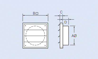 Dimension drawing for Gravity Louvre Grille