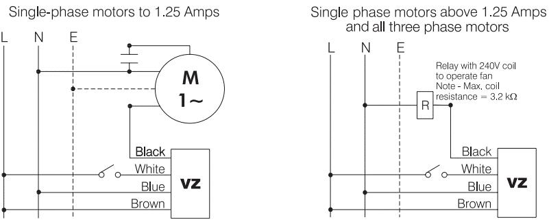 Wiring diagram for VZ timers Direct Wired