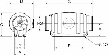 Dimension Drawing for TD Silent Series TD-250/100SIL