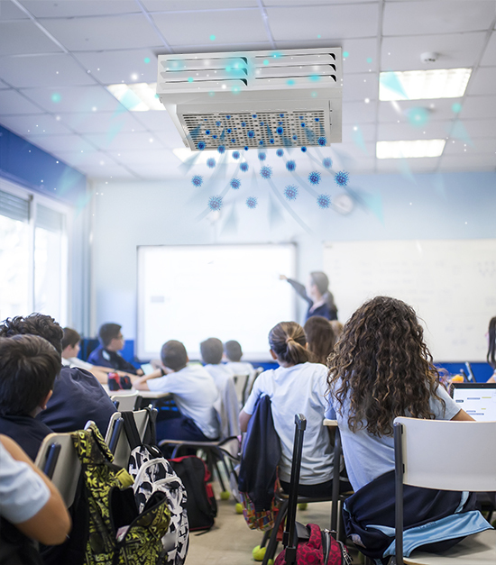 Eliminates Airborne Viruses from Indoor Environments